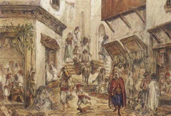 Scene De Marche Dans La Casbah D'alger Oil Painting by Osmond Romieux