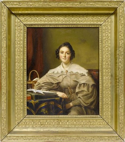 Portrait D'andrienne Constance Cheneviere Nee Bourdillon Oil Painting by Amelie Munnier Romilly