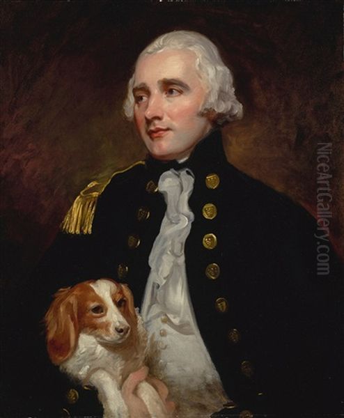 Portrait Of An Officer Of The Corps Of Engineers, Half-length, Formerly Identified As Sir George Grey (1767-1828) Oil Painting by George Romney