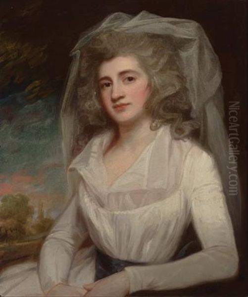 Portrait Of Miss Mary Perryn, Later Mrs. Hatfield Oil Painting by George Romney