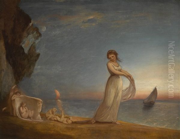 The Indian Woman, From A Midsummer Night's Dream Oil Painting by George Romney