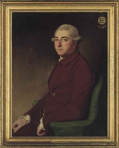 Portrait Of Peregrine Bertie (1709-1779), Half-length, In A Brown Coat, Seated In An Armchair Oil Painting by George Romney