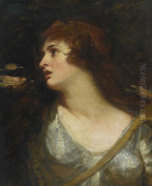 Portrait Of Emma Hamilton As Joan Of Arc Oil Painting by George Romney