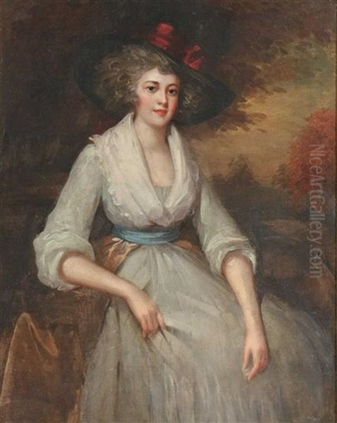 Portrait Of A Lady In A Hat Oil Painting by George Romney