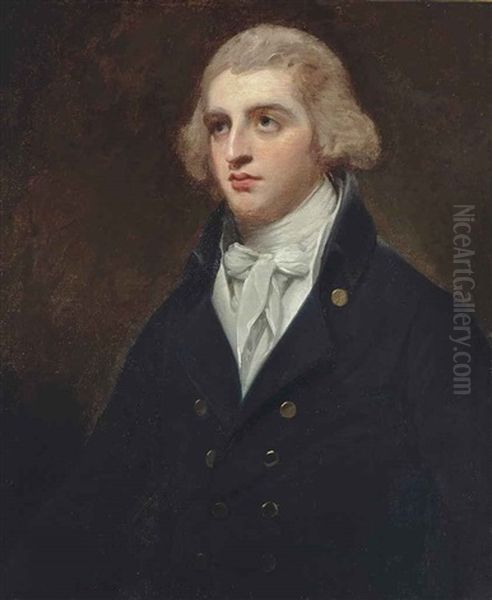 Portrait Of The Hon. Robert Banks Jenkinson (1770-1828), Afterwards 2nd Earl Of Liverpool, Half-length, In A Black Coat And White Cravat Oil Painting by George Romney