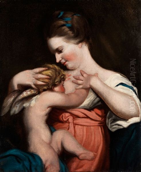 Junge Mutter Mit Kind Als Amorknablein Oil Painting by George Romney