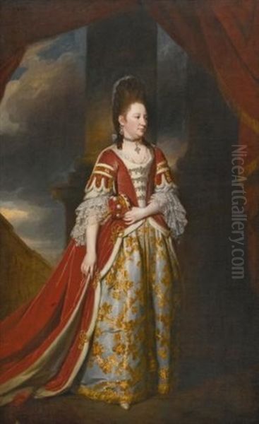 Portrait Of Mary Christina Conquest, Lady Arundell Of Wardour), In Coronation Robes Oil Painting by George Romney