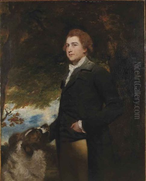 Portrait D'un Gentilhomme Avec Un Epagneul Oil Painting by George Romney