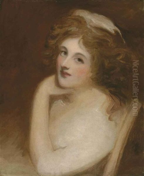 Portrait Of Emma, Lady Hamilton, Bust-length Oil Painting by George Romney