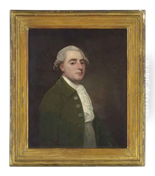 Portrait Of A Gentleman In A Green Coat, Traditionally Identified As Mr. Light Of Kelvedon Oil Painting by George Romney