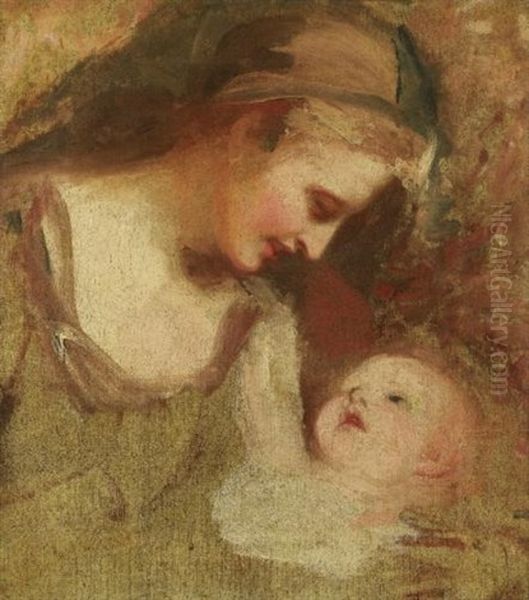 A Mother And Child (sketch) Oil Painting by George Romney