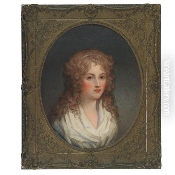 Portrait Of Maria Archer, 3rd Daughter And One Of The Children Of Andrew Lord Archer Of Cumberslade (after Samuel Shelley) Oil Painting by George Romney