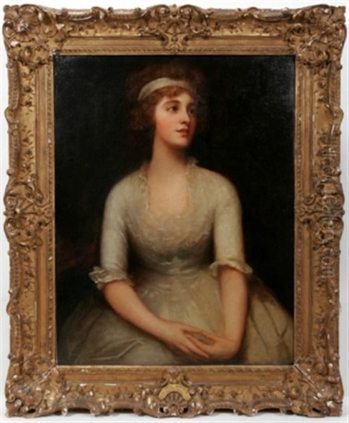 Portrait Of Young Miss Chambers Oil Painting by George Romney