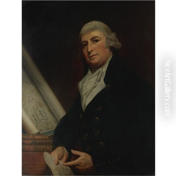 Portrait Of Sir William Fraser, Holding A Letter Oil Painting by George Romney