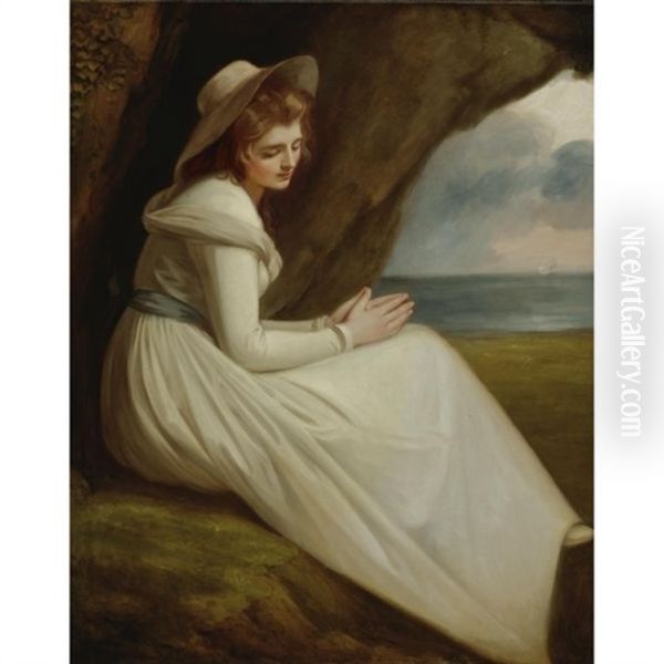 Emma Hart, Later Lady Hamilton, As Absence Oil Painting by George Romney