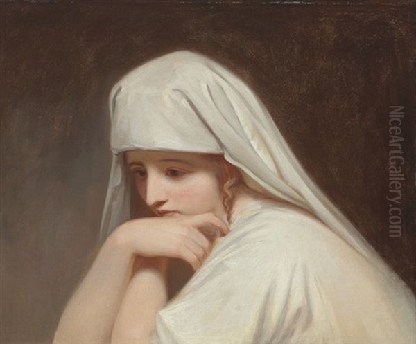 Portrait Of Emma, Lady Hamilton, As Contemplation Oil Painting by George Romney