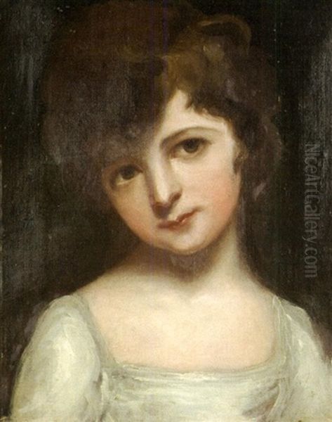 Portrait Of Maria Emily Fagniani As A Child, Later Third Marchioness Of Hertford Oil Painting by George Romney