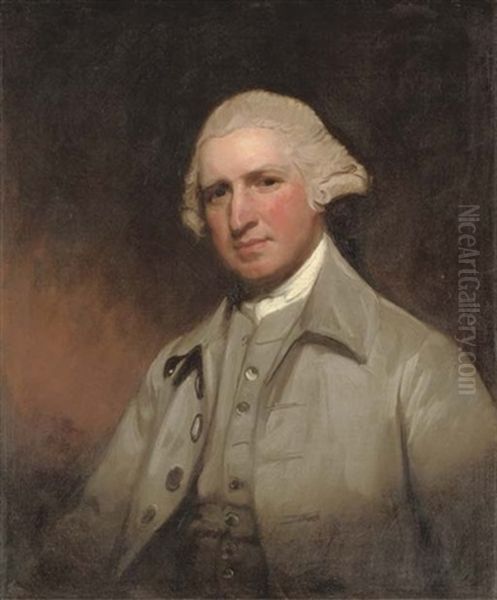 Portrait Of Sir Bankes Jenkinson, 6th Bt., In A Grey Coat And Waistcoat Oil Painting by George Romney