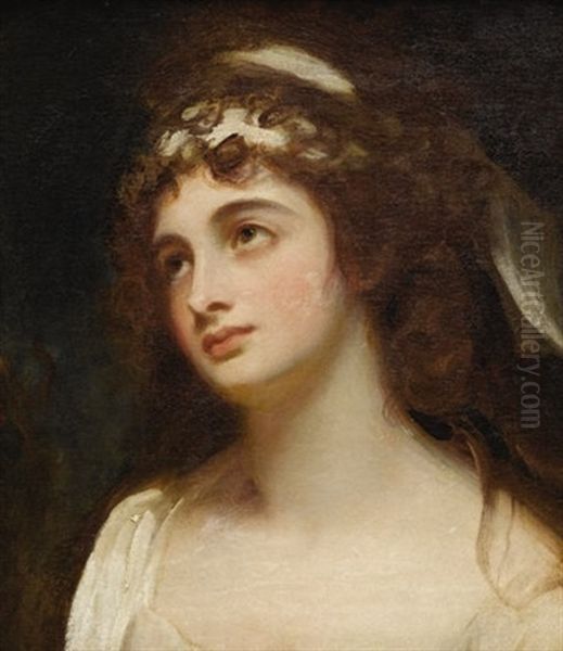 Portrait Of Lady Hamilton, Nee Emma Hart Oil Painting by George Romney