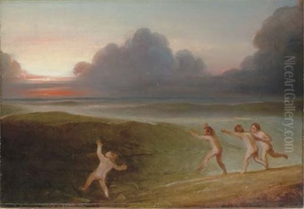 Boys Dancing On The Seashore Oil Painting by George Romney