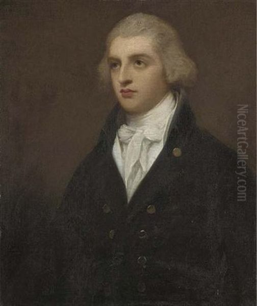 Portrait Of The Hon. Robert Banks Jenkinson, Afterwards 2nd Earl Of Liverpool, In A Black Coat Oil Painting by George Romney