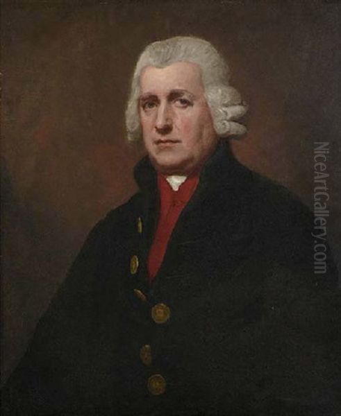 Portrait Of A Gentleman, (nicholas Pearse?), In A Blue Coat And Red Waistcoat Oil Painting by George Romney