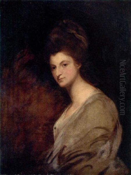 Portrait Of A Lady In A White Dress Oil Painting by George Romney