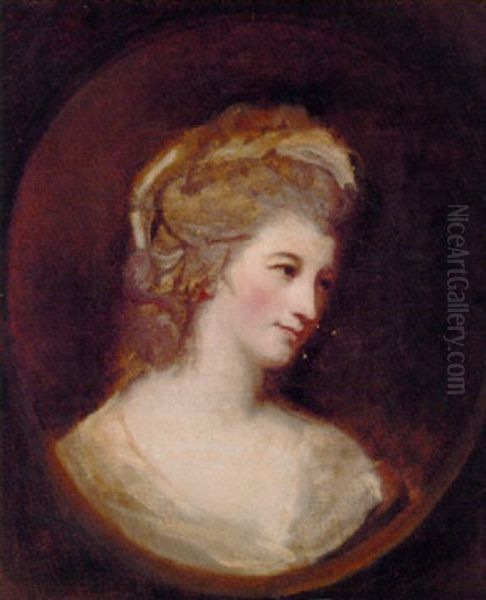 Portrait Of A Lady In A White Dress Oil Painting by George Romney