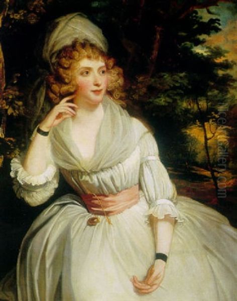 A Portrait Of Mrs. Stafford Oil Painting by George Romney