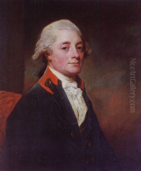 Portrait Of James Oliver, Wearing Blue Windsor Uniform Oil Painting by George Romney