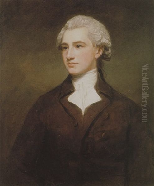 Portrait Of Cornelius Heathcote Rodes Wearing A Brown Coat And White Stock Oil Painting by George Romney