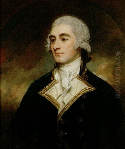 Portrait Of A Gentleman Wearing A Naval Uniform Oil Painting by George Romney