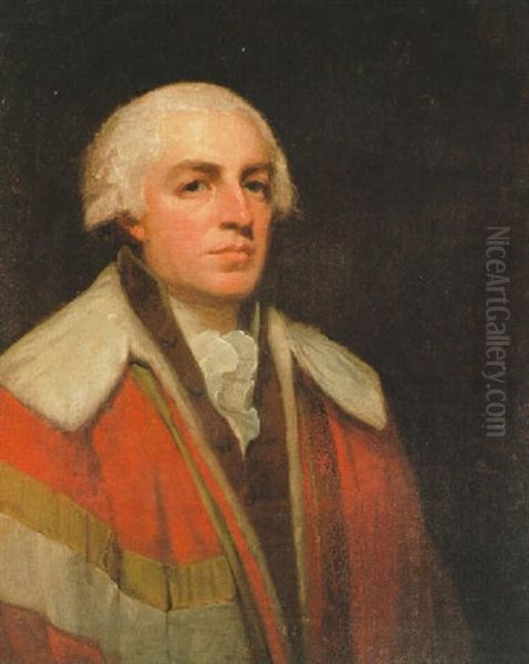 Portrait Of Francis Reynolds, 3rd Baron Ducie, Half Length, Wearing Robes Of Office Oil Painting by George Romney