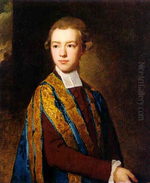 Portrait Of The Honorable Nathaniel Curzon, Later Second Baron Scarsdale Oil Painting by George Romney