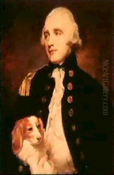 Portrait Of The Honorable Sir George Grey, K.c.b., In Naval Greatcoat With Brass Buttons And A Gold Thread Oil Painting by George Romney