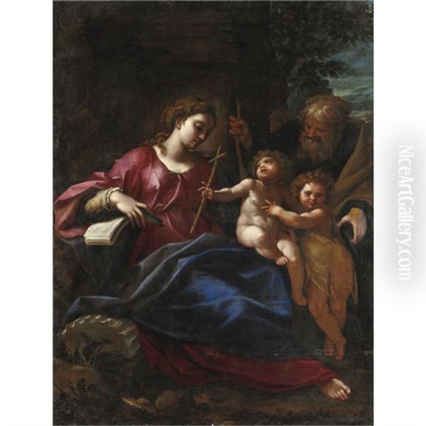 Sacra Famiglia Con San Giovannino Oil Painting by Cristoforo Roncalli