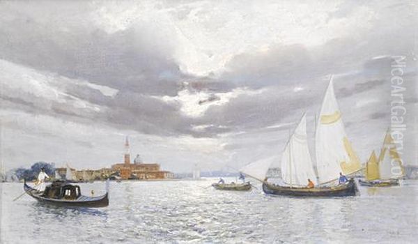 The Venetian Lagoon Oil Painting by Camillo, Millo Bortoluzzi