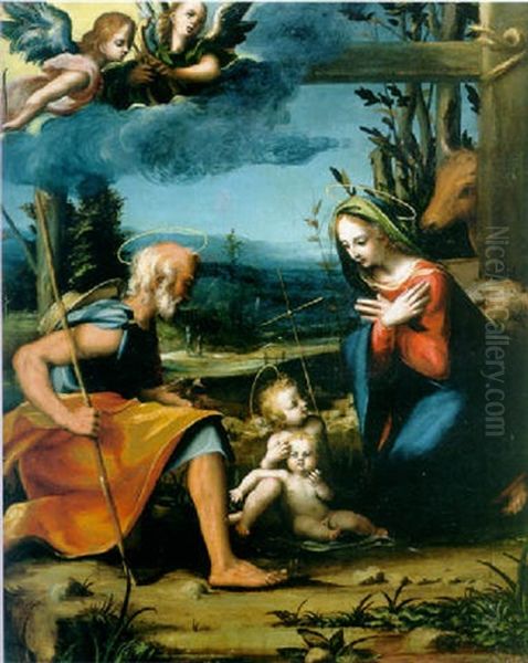 The Holy Family With The Infant Saint John The Baptist Oil Painting by Francesco Maria Rondani