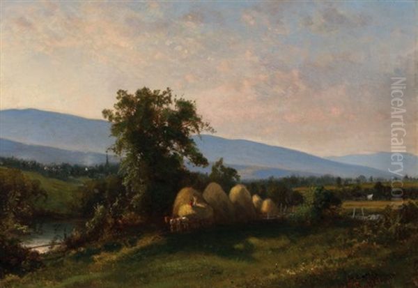 Haying In The Hudson Valley Oil Painting by Frederick Rondel