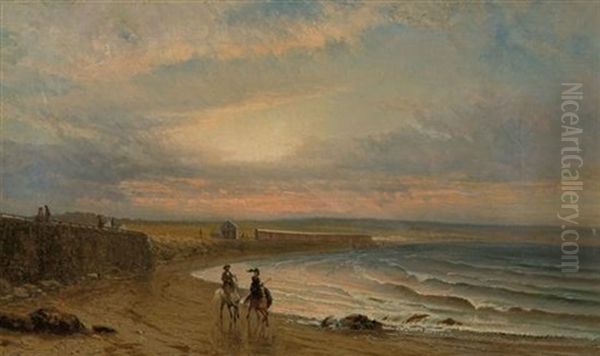 Horseback Riders On The Beach Oil Painting by Frederick Rondel