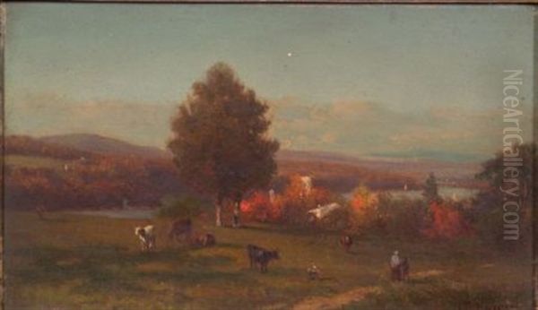 Cattle Pasture Oil Painting by Frederick Rondel