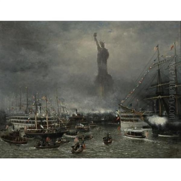 Statue Of Liberty Celebration Oil Painting by Frederick Rondel