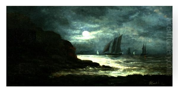 Nocturnal Seascape Oil Painting by Frederick Rondel