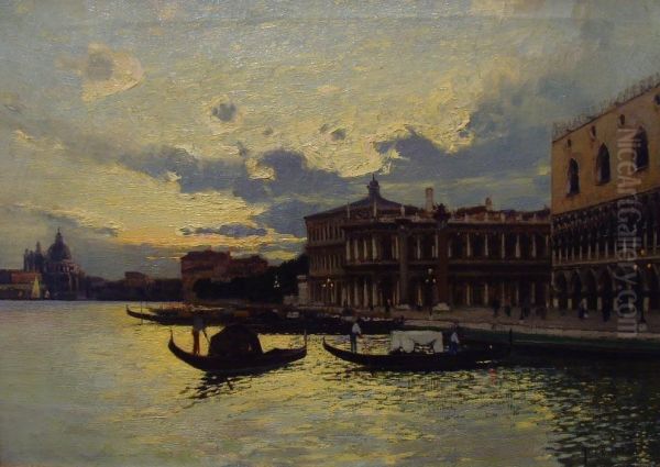 Venedig Bei Sonnenuntergang Oil Painting by Camillo, Millo Bortoluzzi