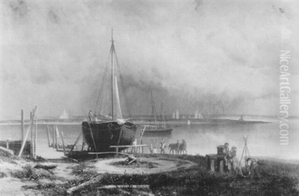 View Of City Island Oil Painting by Frederick Rondel