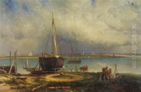 View Of City Island Oil Painting by Frederick Rondel