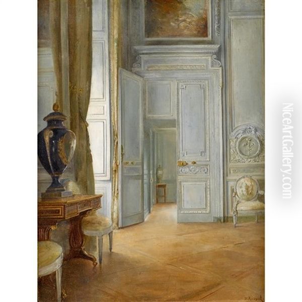 Elegant Interior Oil Painting by Henri Rondel