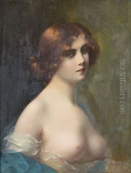 Jeune Femme Rousse Aux Seins Decouverts Oil Painting by Henri Rondel