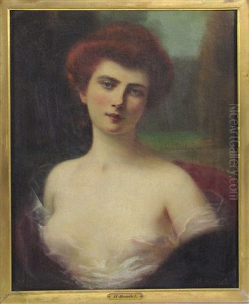 Untitled (portrait Of Woman In Diaphanous Dress) Oil Painting by Henri Rondel