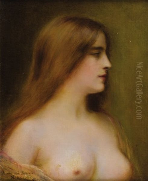 Portrait Of A Young Woman Oil Painting by Henri Rondel